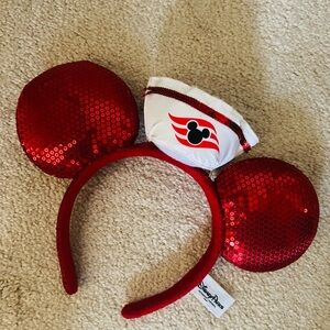 Disney Red Sequin Mickey Ears with Nautical Theme